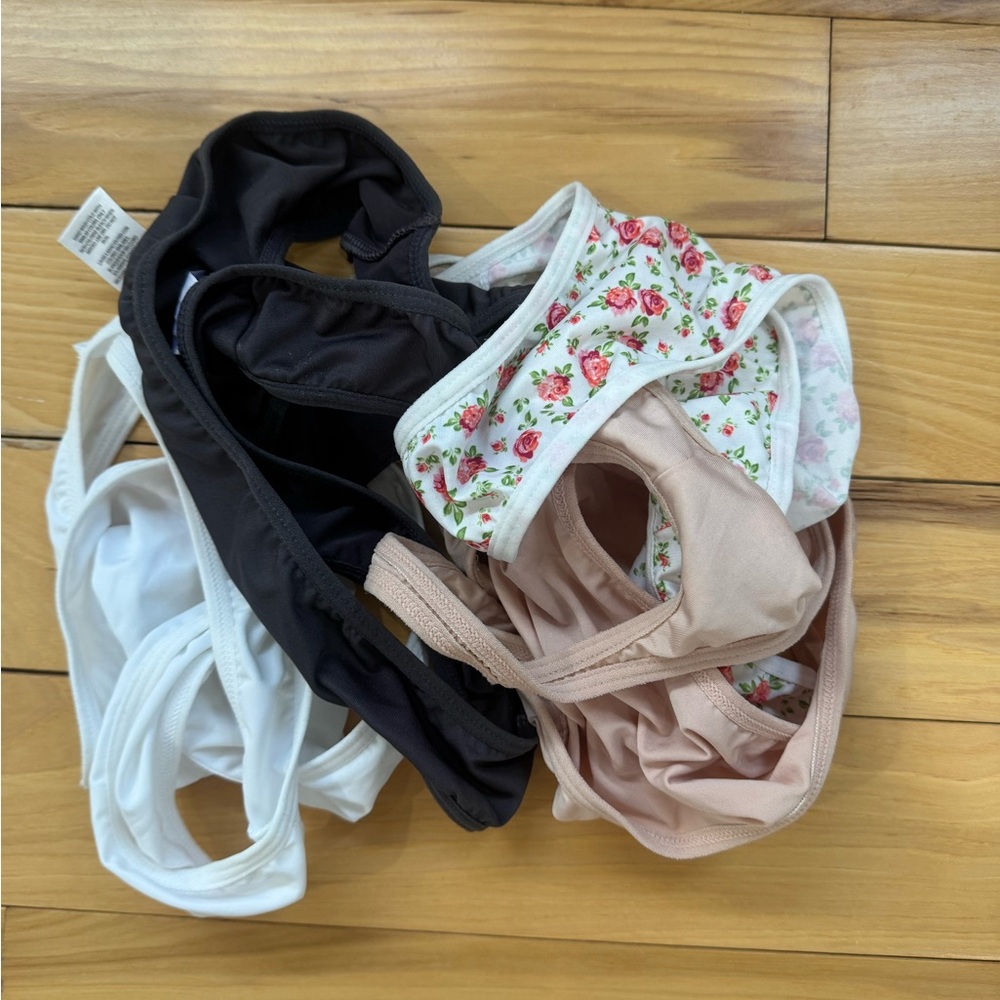 4 XL Thongs - Floral and Solid Women's Intimates Set